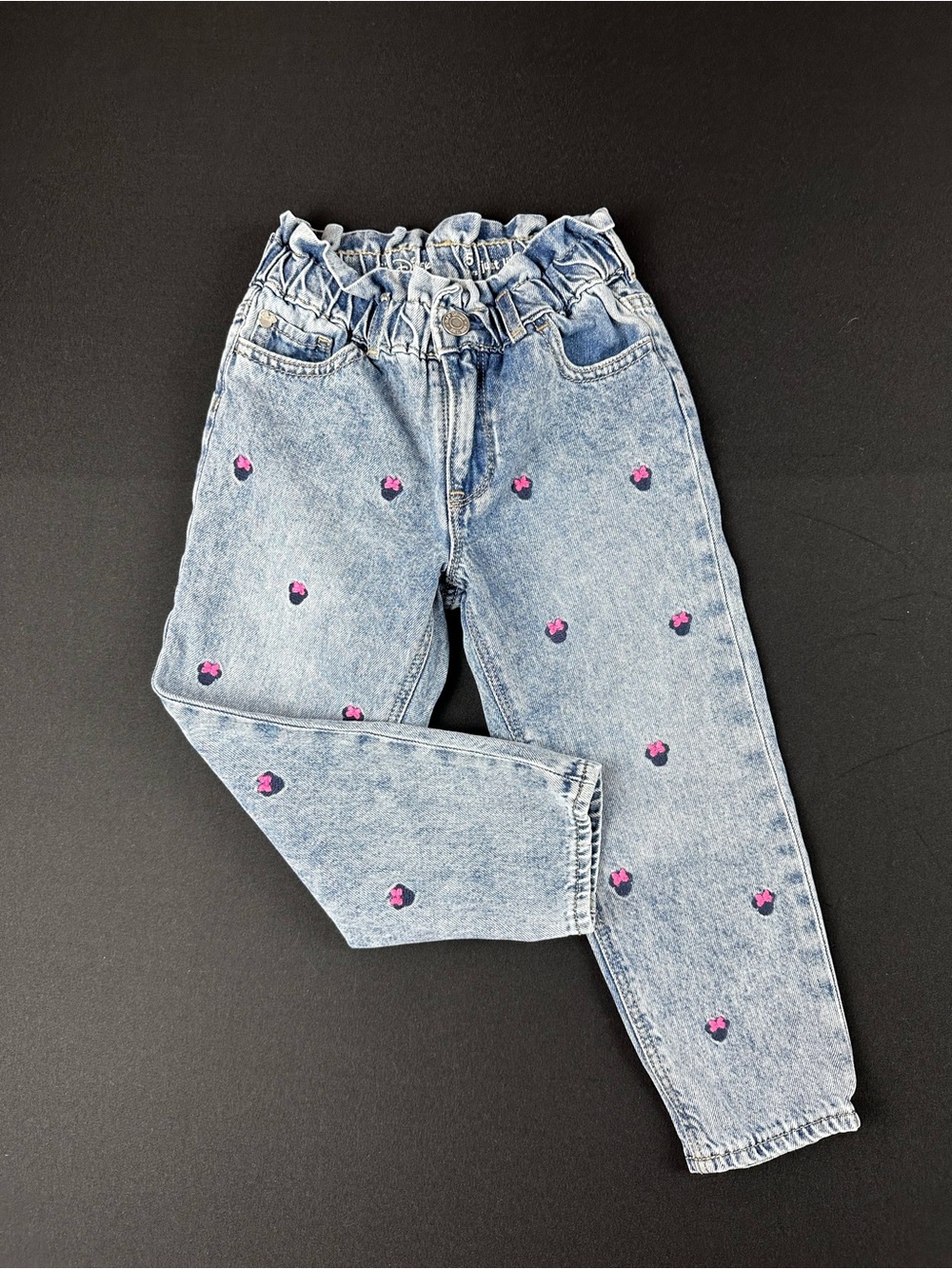 GAP x Disney Minnie Mouse Embroidered Jeans Girls Size 5 100% Cotton .
